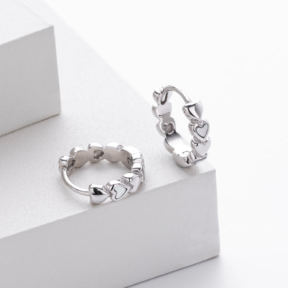 S925 Sterling Silver Heartshaped Zirconium Earrings Light Luxury Geometric Electroplated Jewelry For Women