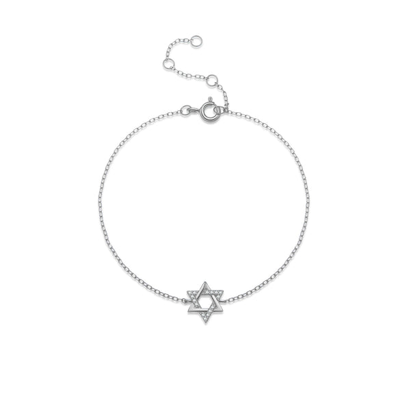 S925 Sterling Silver Hexagon Star Light Luxury Electroplated Platinum 18K Gold Women's Bracelet