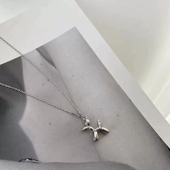 S925 Sterling Silver Hip Hop Puppy Dog Pendant Necklace With Cross Chain Animal Zodiac Style For Women