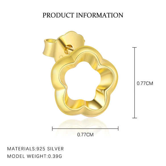 S925 Sterling Silver Hollow Petal Flower Zircon Earrings For Women