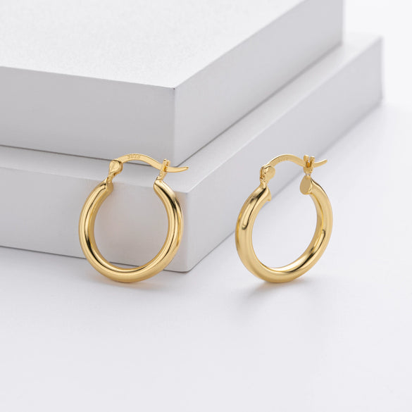 S925 Sterling Silver Hollow Tube Ring Earrings Geometric Retro Electroplated Women's