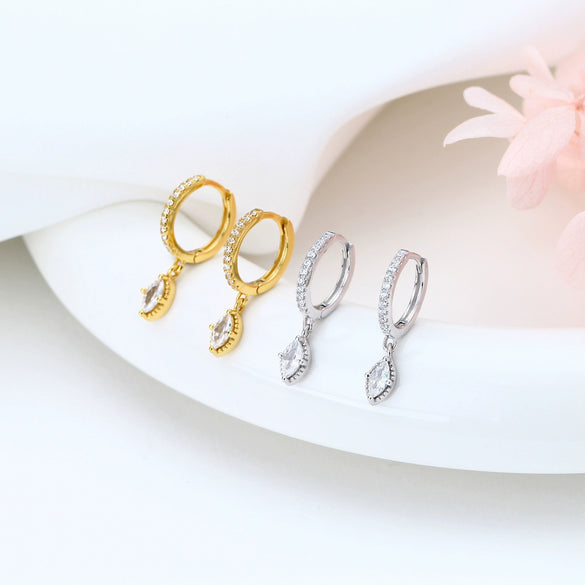 S925 Sterling Silver Horse Eye Diamond Electroplated Star Style Earrings