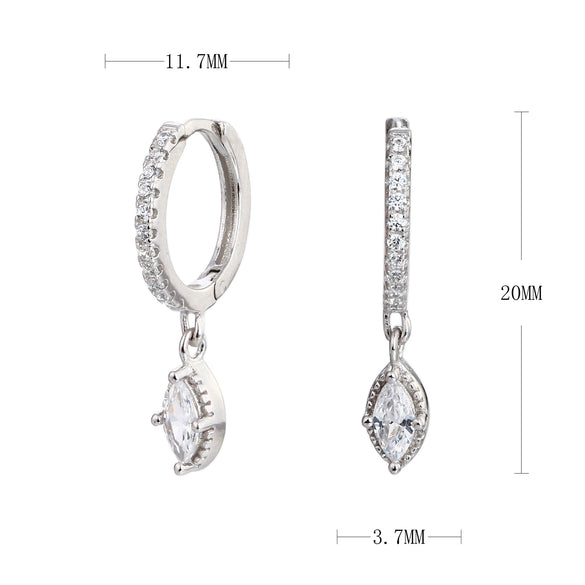 S925 Sterling Silver Horse Eye Diamond Electroplated Star Style Earrings