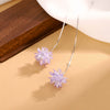 S925 Sterling Silver Ice Flower Ear Line Earrings Elegant Long Tassel Dangle Floral Earrings For Women