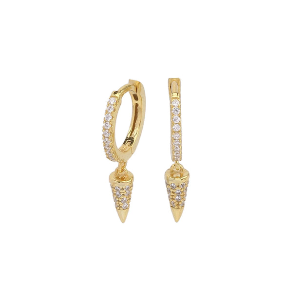S925 Sterling Silver Inlaid Zircon Eardrop Earring Hip Hop Style