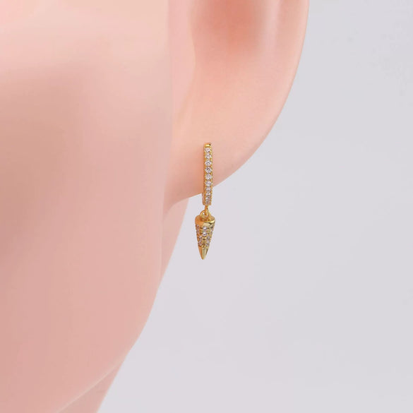 S925 Sterling Silver Inlaid Zircon Eardrop Earring Hip Hop Style