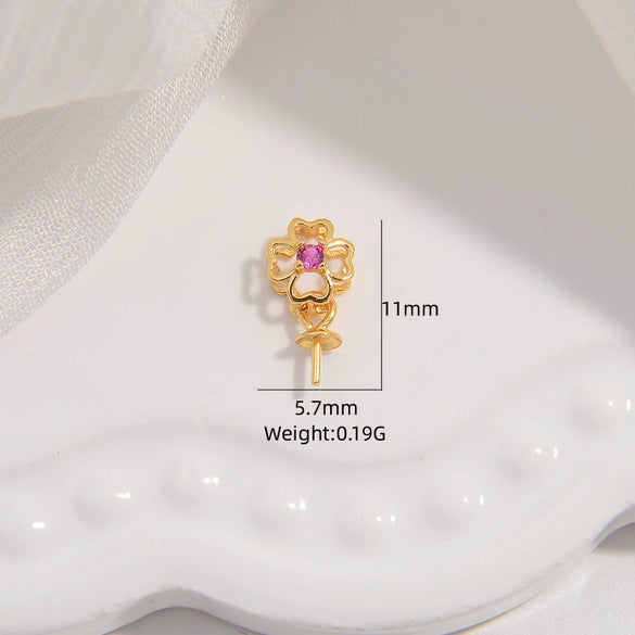S925 Sterling Silver Inlaid Zircon Fourleaf Clover Pendant