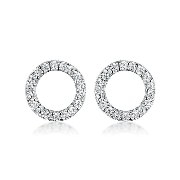 S925 Sterling Silver Inlaid Zircon Geometric Circle Earrings For Women