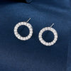 S925 Sterling Silver Inlaid Zircon Geometric Circle Earrings For Women