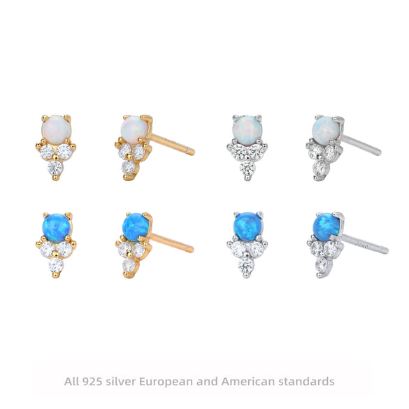 S925 Sterling Silver Inlaid Zircon Geometric Elegant Women's Earrings