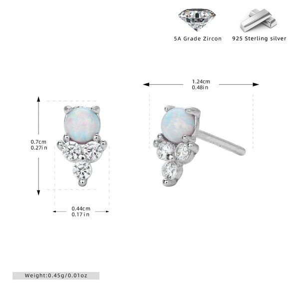 S925 Sterling Silver Inlaid Zircon Geometric Elegant Women's Earrings