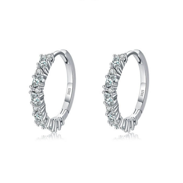 S925 Sterling Silver Inlaid Zircon Geometric Niche Design Women's Earrings
