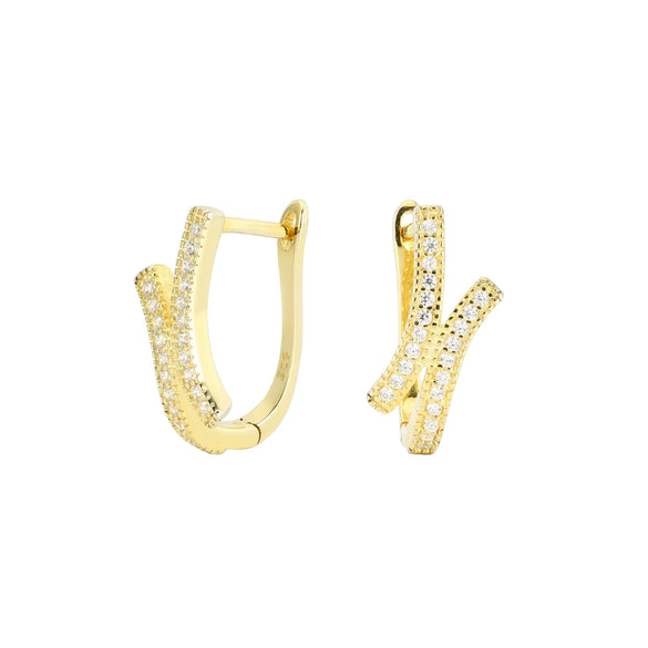S925 Sterling Silver Inlaid Zircon Ushape Women's Earrings