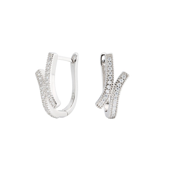 S925 Sterling Silver Inlaid Zircon Ushape Women's Earrings