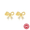S925 Sterling Silver Irregular Ladder Square Geometric Bow Water Drop Zircon Electroplated Minimalist Women's Drop Earrings