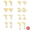 S925 Sterling Silver Irregular Ladder Square Geometric Bow Water Drop Zircon Electroplated Minimalist Women's Drop Earrings
