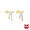 S925 Sterling Silver Irregular Ladder Square Geometric Bow Water Drop Zircon Electroplated Minimalist Women's Drop Earrings
