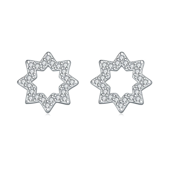 S925 Sterling Silver Irregular Star Moon Earrings Electroplated Jewelry Accessories For Women