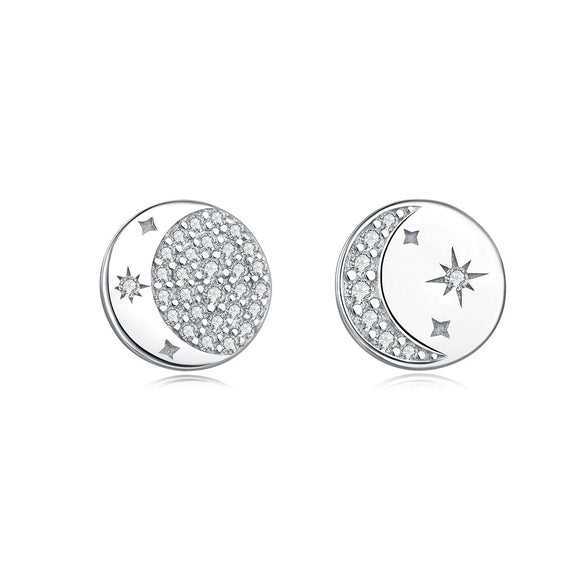 S925 Sterling Silver Irregular Star Moon Earrings Electroplated Jewelry Accessories For Women