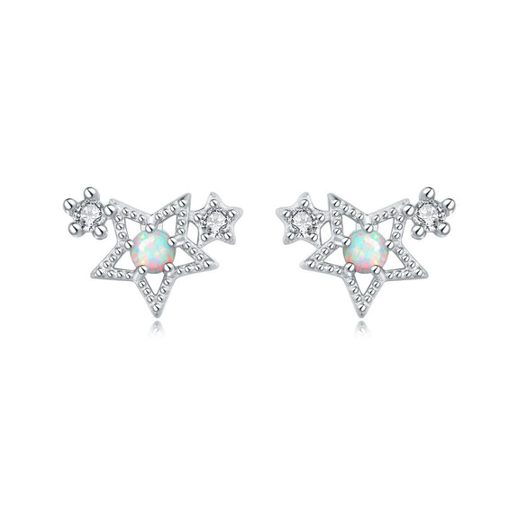 S925 Sterling Silver Irregular Star Moon Earrings Electroplated Jewelry Accessories For Women