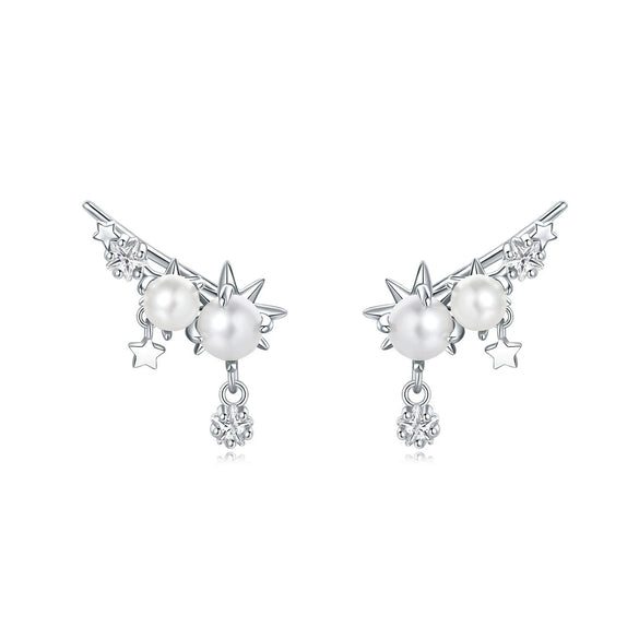 S925 Sterling Silver Irregular Star Moon Earrings Electroplated Jewelry Accessories For Women