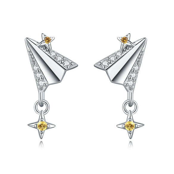 S925 Sterling Silver Irregular Star Moon Earrings Electroplated Jewelry Accessories For Women