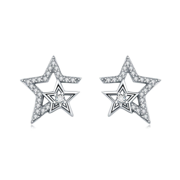 S925 Sterling Silver Irregular Star Moon Earrings Electroplated Jewelry Accessories For Women