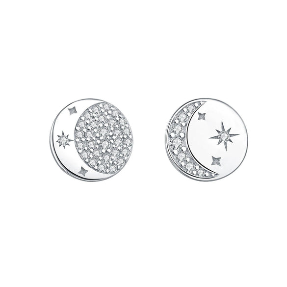 S925 Sterling Silver Irregular Star Moon Earrings Electroplated Jewelry Accessories For Women