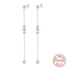 S925 Sterling Silver Irregular Tassel Chain Water Drops Horse Eyes With Diamond Geometric Earrings Electroplated