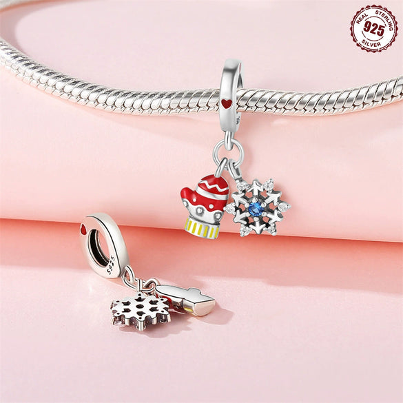 S925 Sterling Silver Jewelry Accessories With Dripping Oil Treatment And Christmas Theme For Diy Bracelet And Necklace