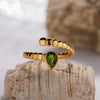 S925 Sterling Silver 18K Gold Plated Spirit Snake Zodiac Crystal Ring With Gems