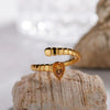 S925 Sterling Silver 18K Gold Plated Spirit Snake Zodiac Crystal Ring With Gems