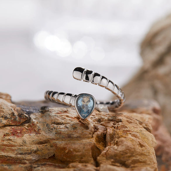S925 Sterling Silver 18K Gold Plated Spirit Snake Zodiac Crystal Ring With Gems