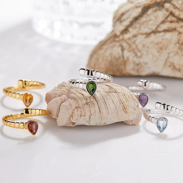 S925 Sterling Silver 18K Gold Plated Spirit Snake Zodiac Crystal Ring With Gems