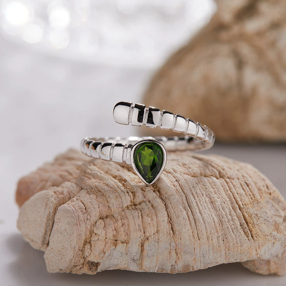 S925 Sterling Silver 18K Gold Plated Spirit Snake Zodiac Crystal Ring With Gems