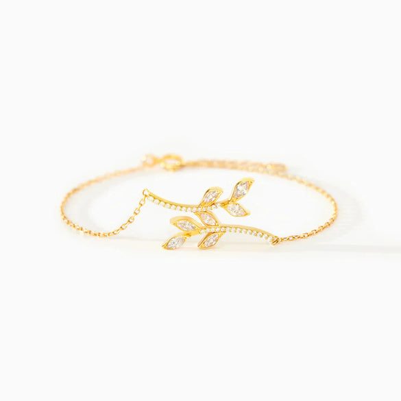 S925 Sterling Silver Leaf Branch Women's Electroplated Bracelet