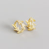S925 Sterling Silver Leaf Design Electroplated Light Luxury Style Earrings