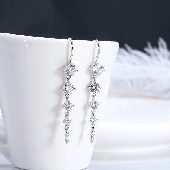 S925 Sterling Silver Leaf Geometric Zircon Stud Earrings For Women Electroplated Fine Jewelry Wholesale