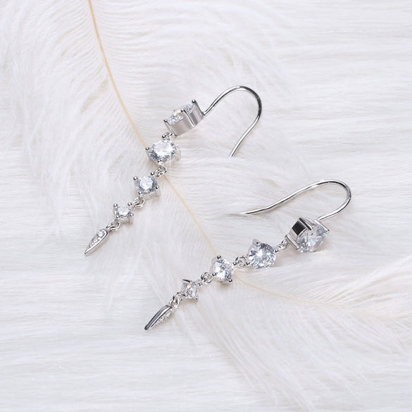 S925 Sterling Silver Leaf Geometric Zircon Stud Earrings For Women Electroplated Fine Jewelry Wholesale