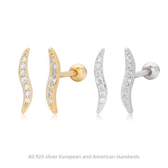 S925 Sterling Silver Leaf Shaped Electroplated Women's Fashionable Piercing Earrings With Zircon