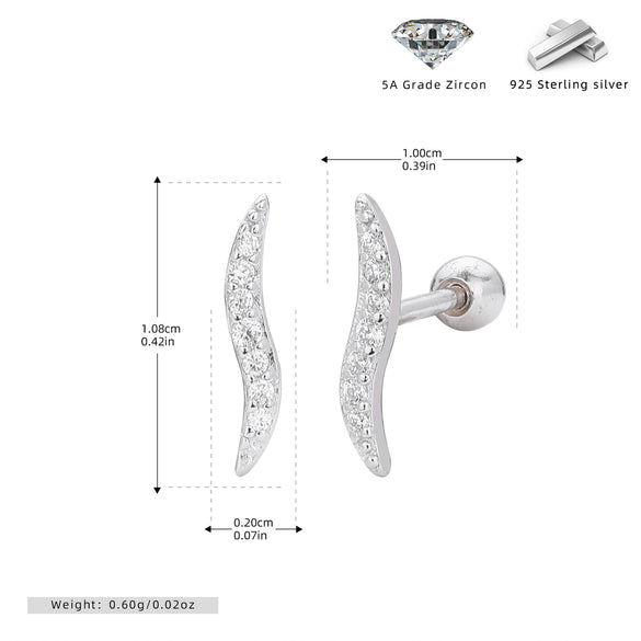 S925 Sterling Silver Leaf Shaped Electroplated Women's Fashionable Piercing Earrings With Zircon
