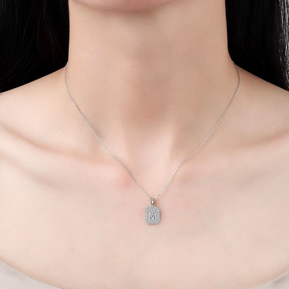 S925 Sterling Silver Letter Pendant Necklace For Women Simple Geometric Clavicle Chain With Electroplated Finish