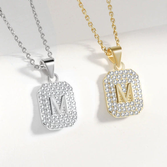 S925 Sterling Silver Letter Pendant Necklace For Women Simple Geometric Clavicle Chain With Electroplated Finish