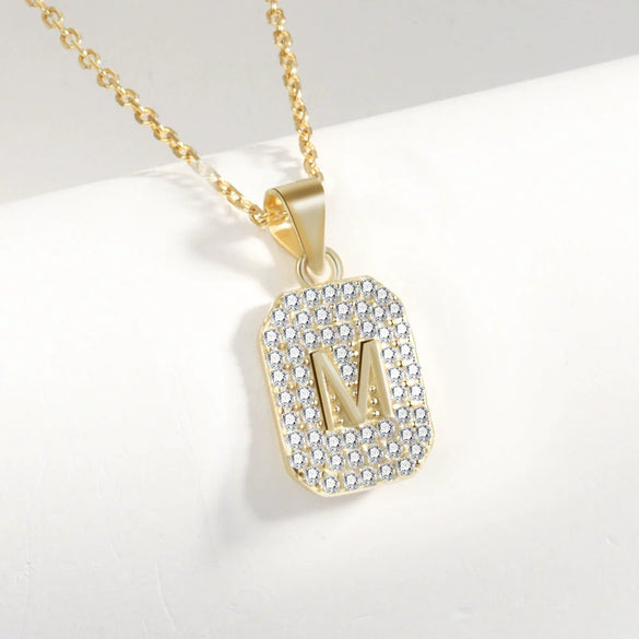 S925 Sterling Silver Letter Pendant Necklace For Women Simple Geometric Clavicle Chain With Electroplated Finish