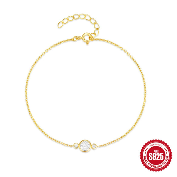 S925 Sterling Silver Light Luxury Diamond Encrusted Zircon Minimalist Chain Bracelet For Women With Geometric Design And Real Gold Electroplating