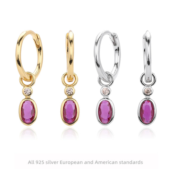 S925 Sterling Silver Light Luxury Geometric Earrings Electroplated