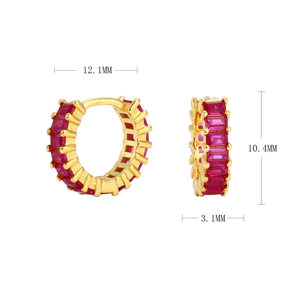 S925 Sterling Silver Light Luxury Geometric Square Color Zircon Inlaid Earrings For Women
