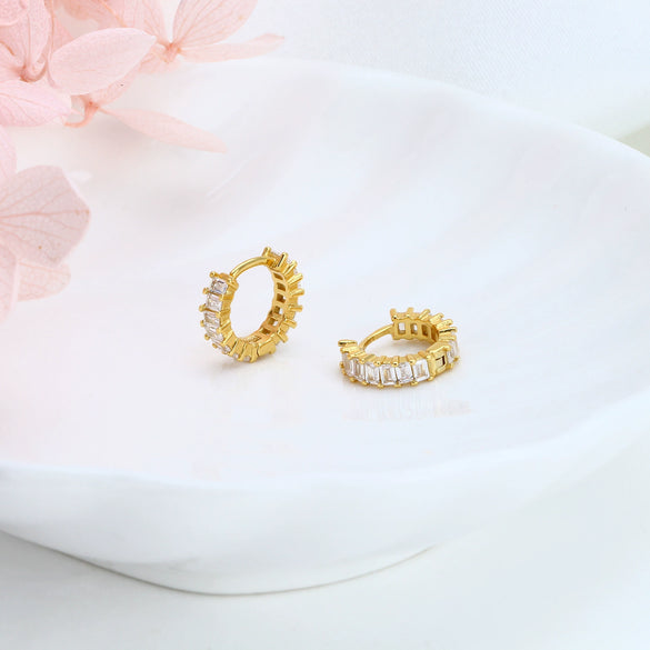 S925 Sterling Silver Light Luxury Geometric Square Color Zircon Inlaid Earrings For Women