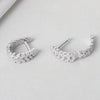 S925 Sterling Silver Light Luxury Geometric Wheat Ear Stud Earrings For Women With Full Diamond Look Small Fragrance Style