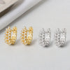 S925 Sterling Silver Light Luxury Geometric Wheat Ear Stud Earrings For Women With Full Diamond Look Small Fragrance Style